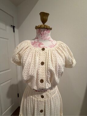 Eberjey Cream Eyelet Crop Top